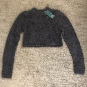 NWT Wild Fable Gray Crop Fuzzy Long Sleeve size XS